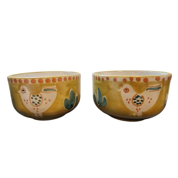 Vintage Chicken Ceramica Solimene Vietri Cups Yellow Green, Italy. Replacements. - Picture 1 of 10